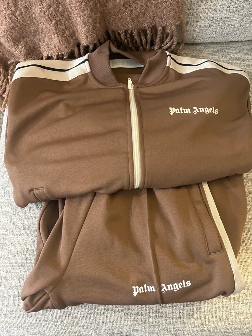 Palm Angels Brown Track Jacket and Pants Set - M